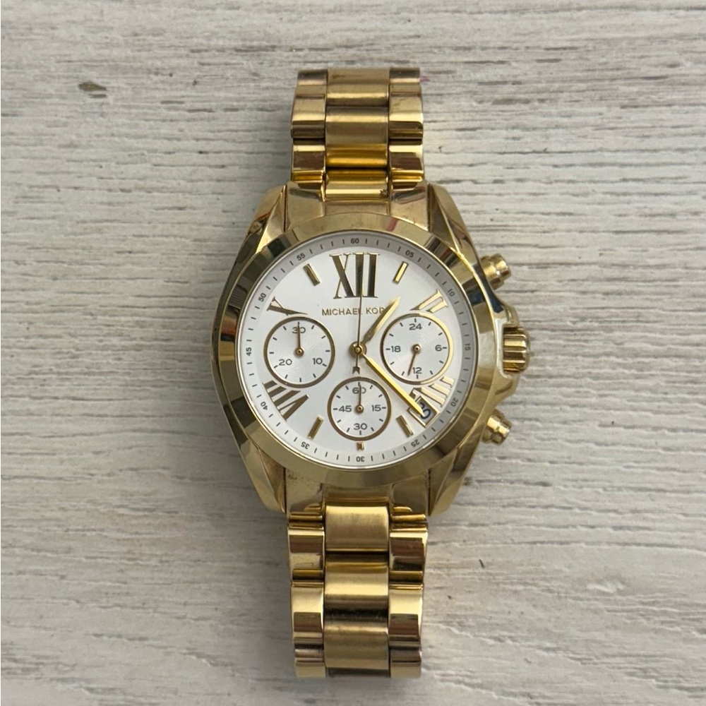 Michael Kors Gold and White Chronograph Watch